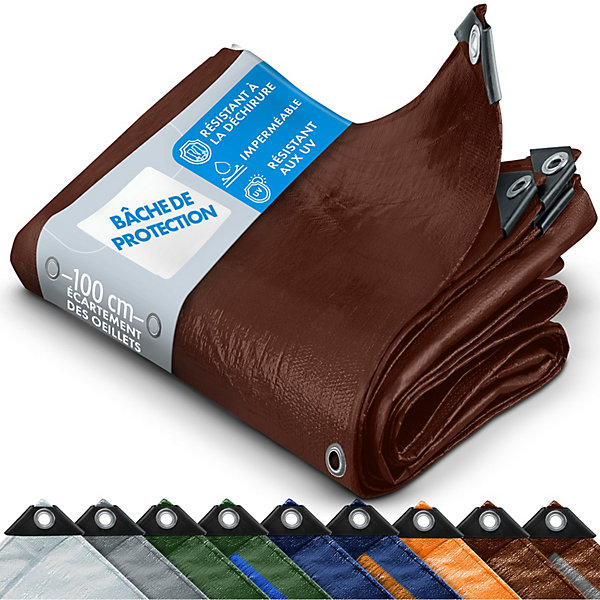 Bâche de protection imperméable 140 g-m² Marron 3 x 5 m