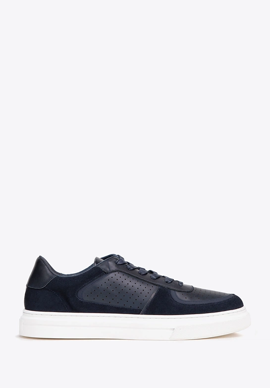 Męskie sneakersy ze skóry granatowe