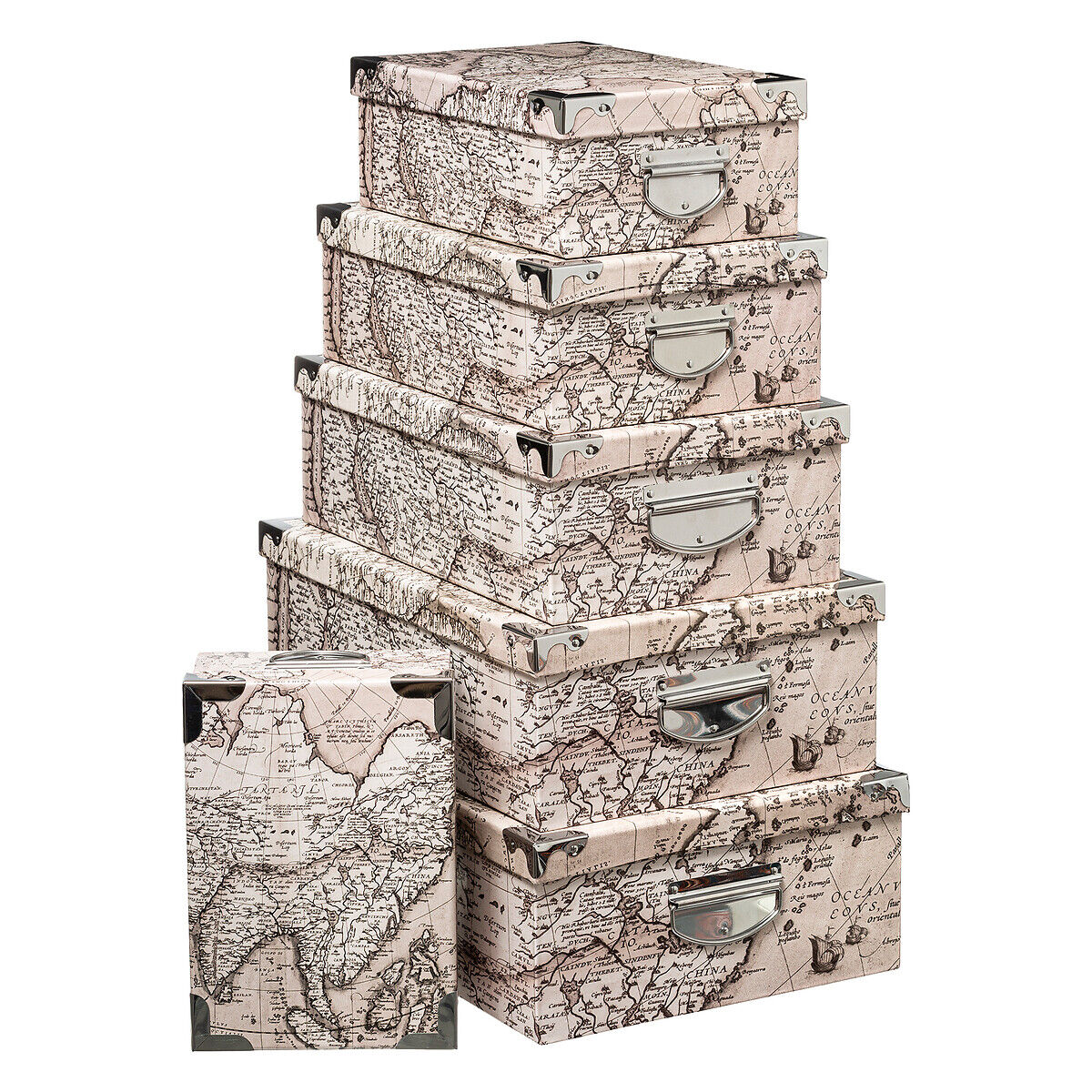 Conjunto de 6 caixas estampadas INDONESIA