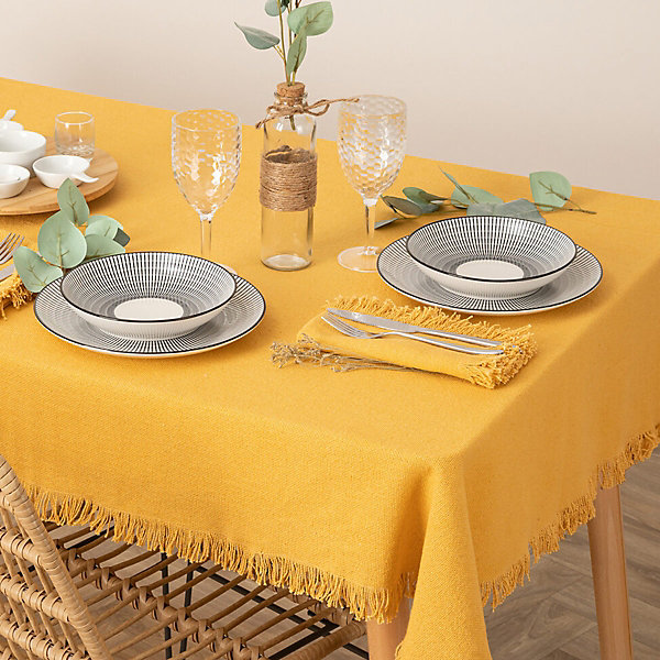Nappe Maha - coton - jaune ocre - 250x150 cm - Atmosphera
