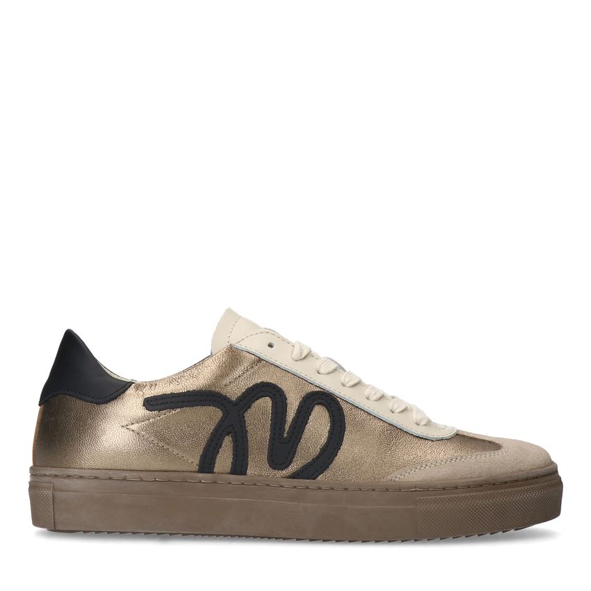 Manfield Gouden leren sneakers