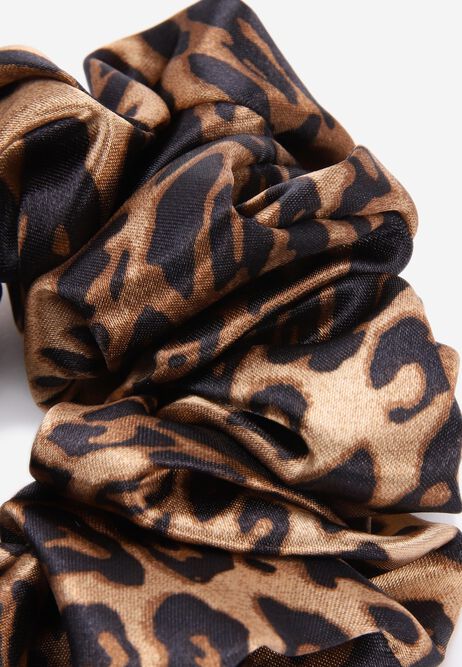 Womens Brown Leopard Print Oversized Scrunchie