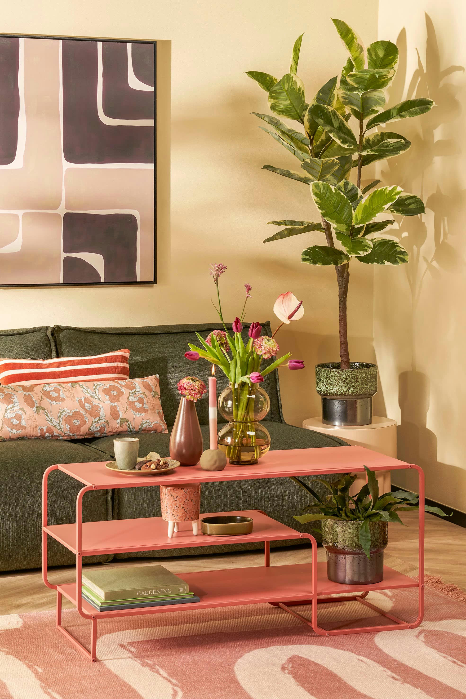 OBIDOS - Cache-pot en grès vert foncé D22