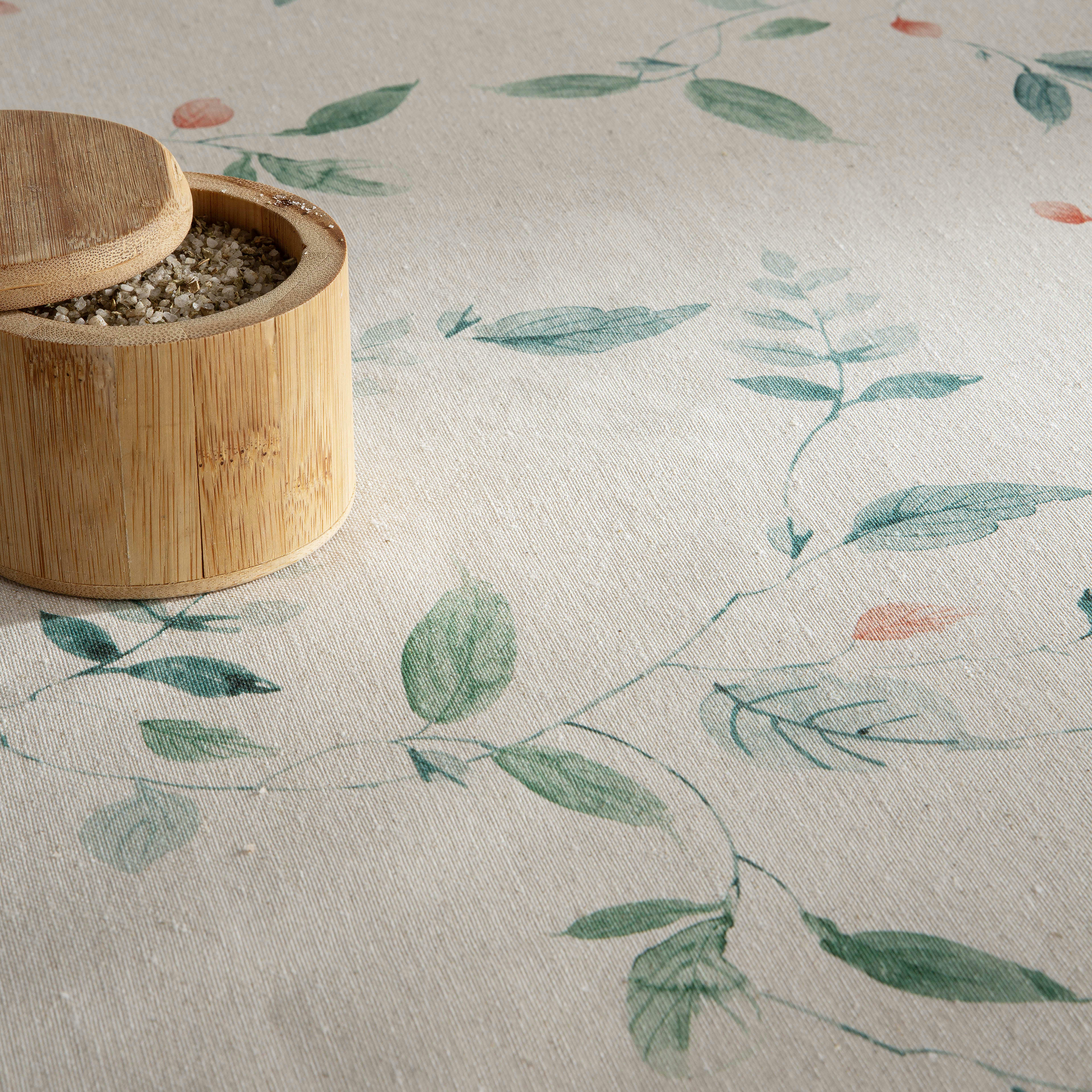 BRIS AGUA - Nappe en lin antitâche imprimée floral verde 140x300 cm