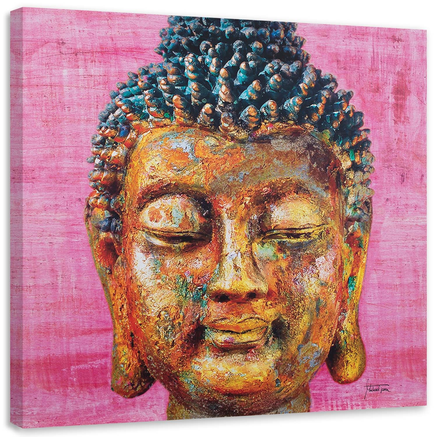 Feeby Obraz na płótnie Budda na różowym tle 30x30