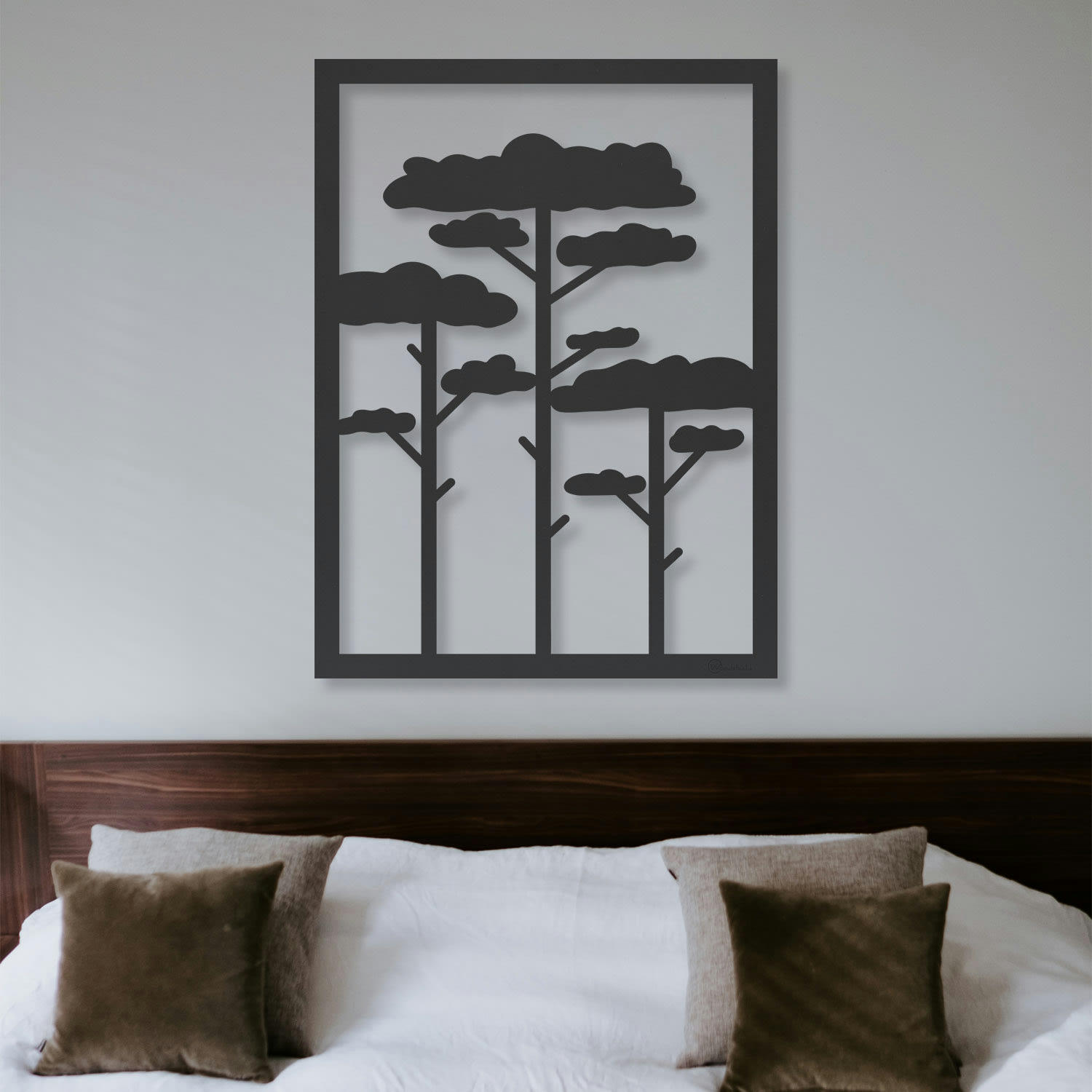 PINS - Tableau en bois noir pins 59,5x79,8cm