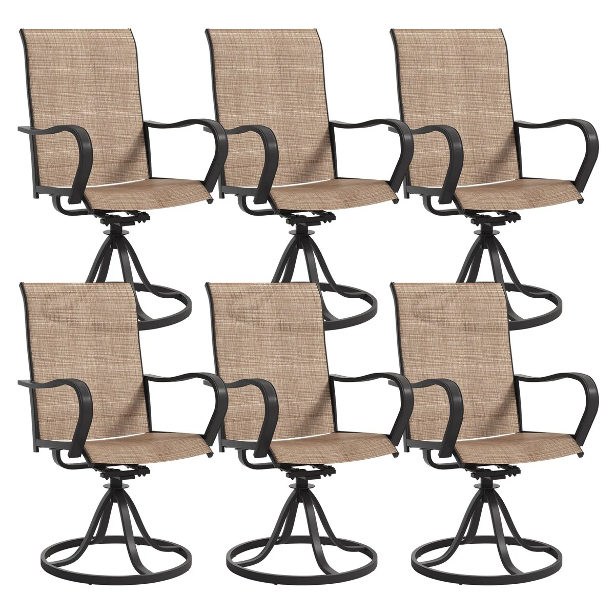Patio Swivel Chairs,Outdoor Textilene Rocking Dining Chairs Porch Chairs with Armrest