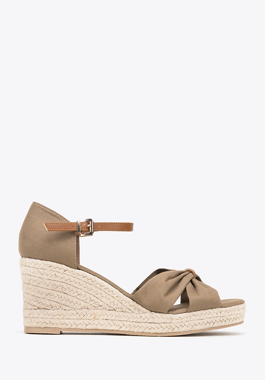 Damskie espadryle z kokardą z przodu khaki
