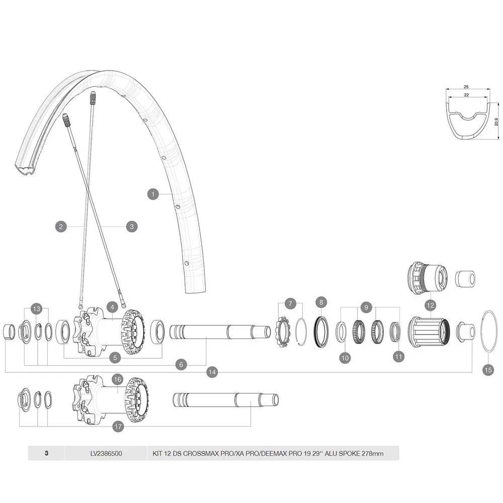 Mavic Crossmax Pro/XA Pro/Deemax Pro 29 Rear Right spoke 12 units