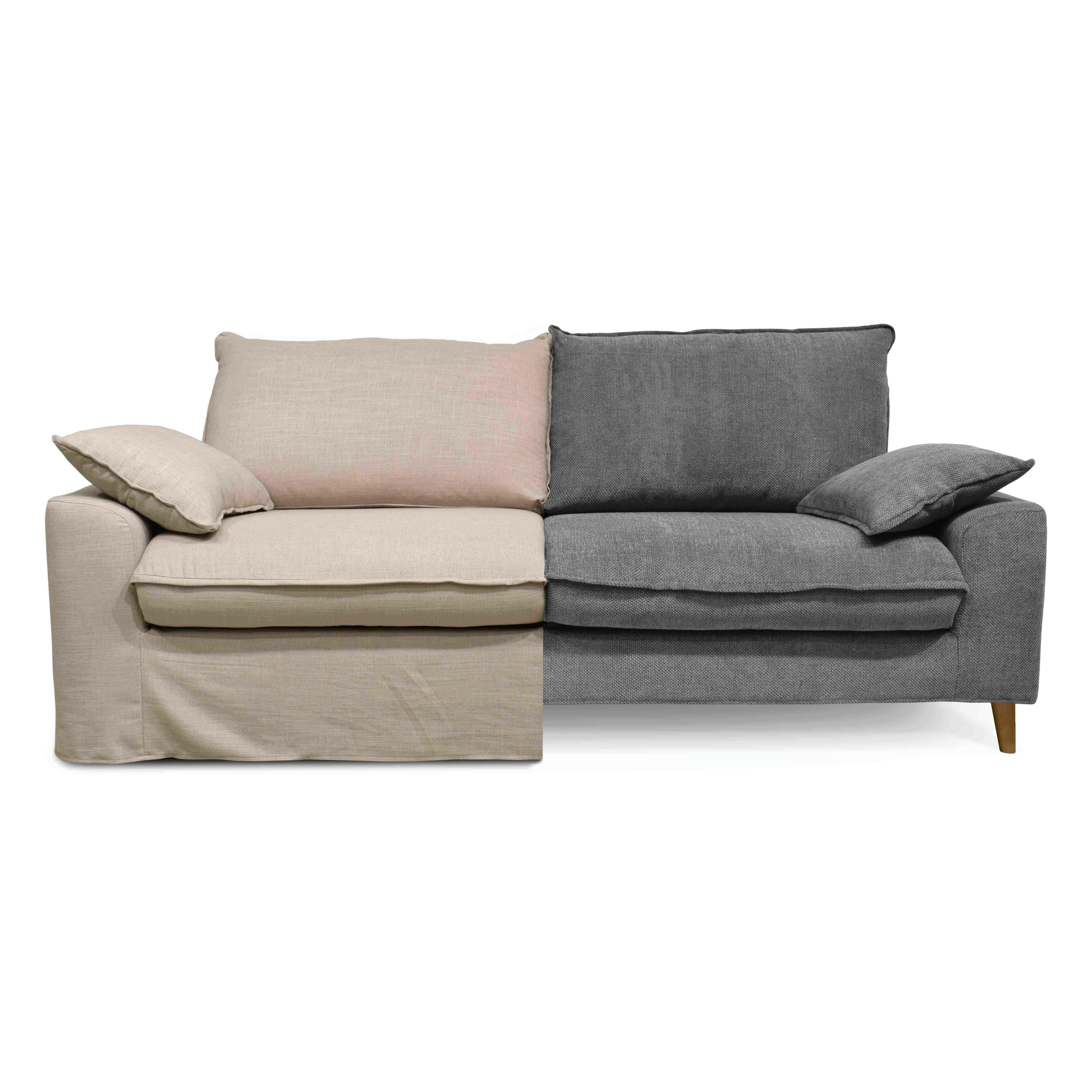 JAROD - Canapé tissu 3 places avec une housse supplémentaire gris clair