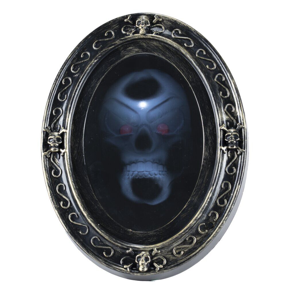 Miroir Halloween hanté musical et lumineux noir 24,5x5,5xH32,5cm
