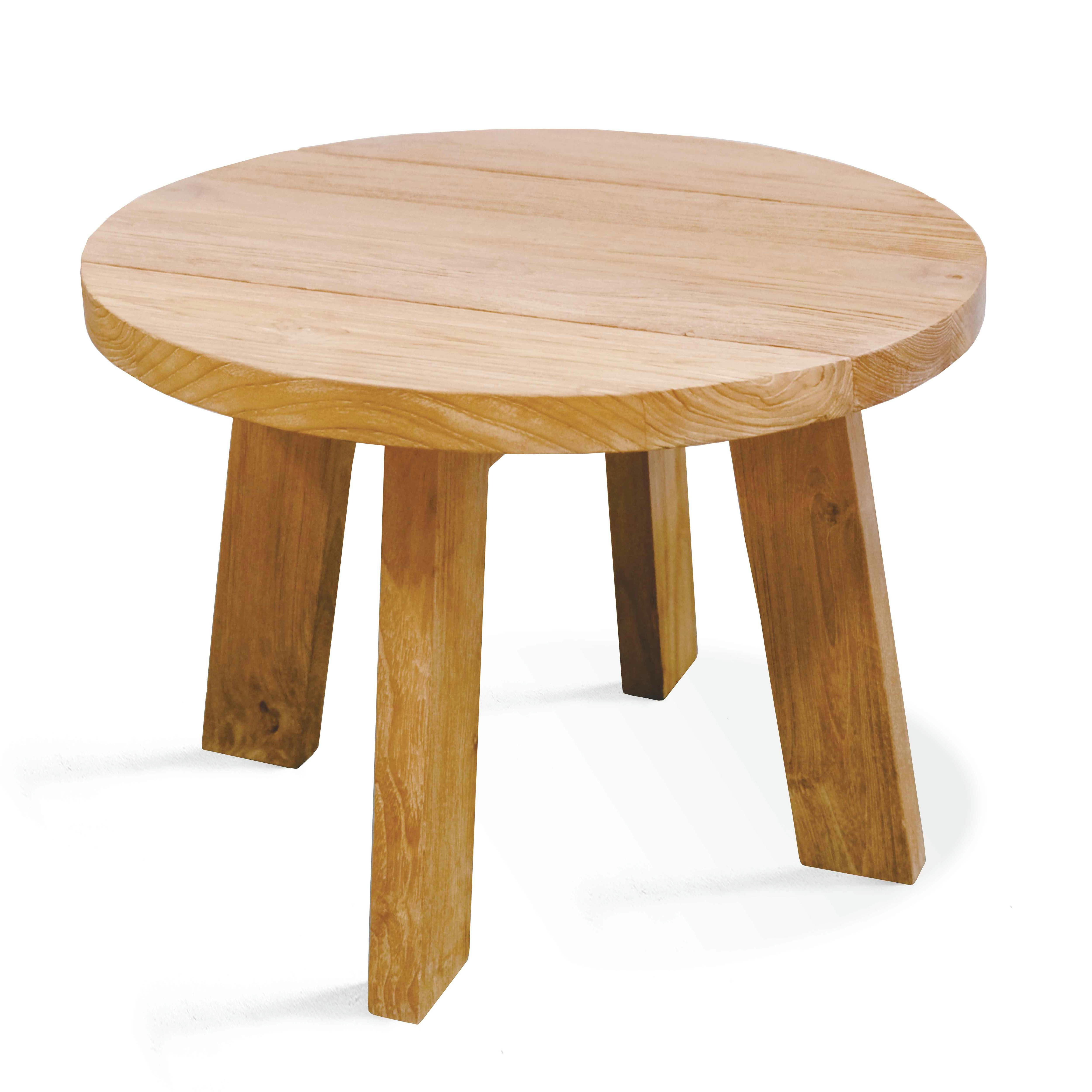 HAYA - Table basse ronde en teck massif recyclé 50 cm