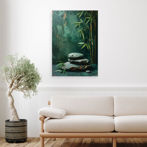 Obraz do salonu sypialni kuchni, Kamienie zen spa liście bambusa 20x30