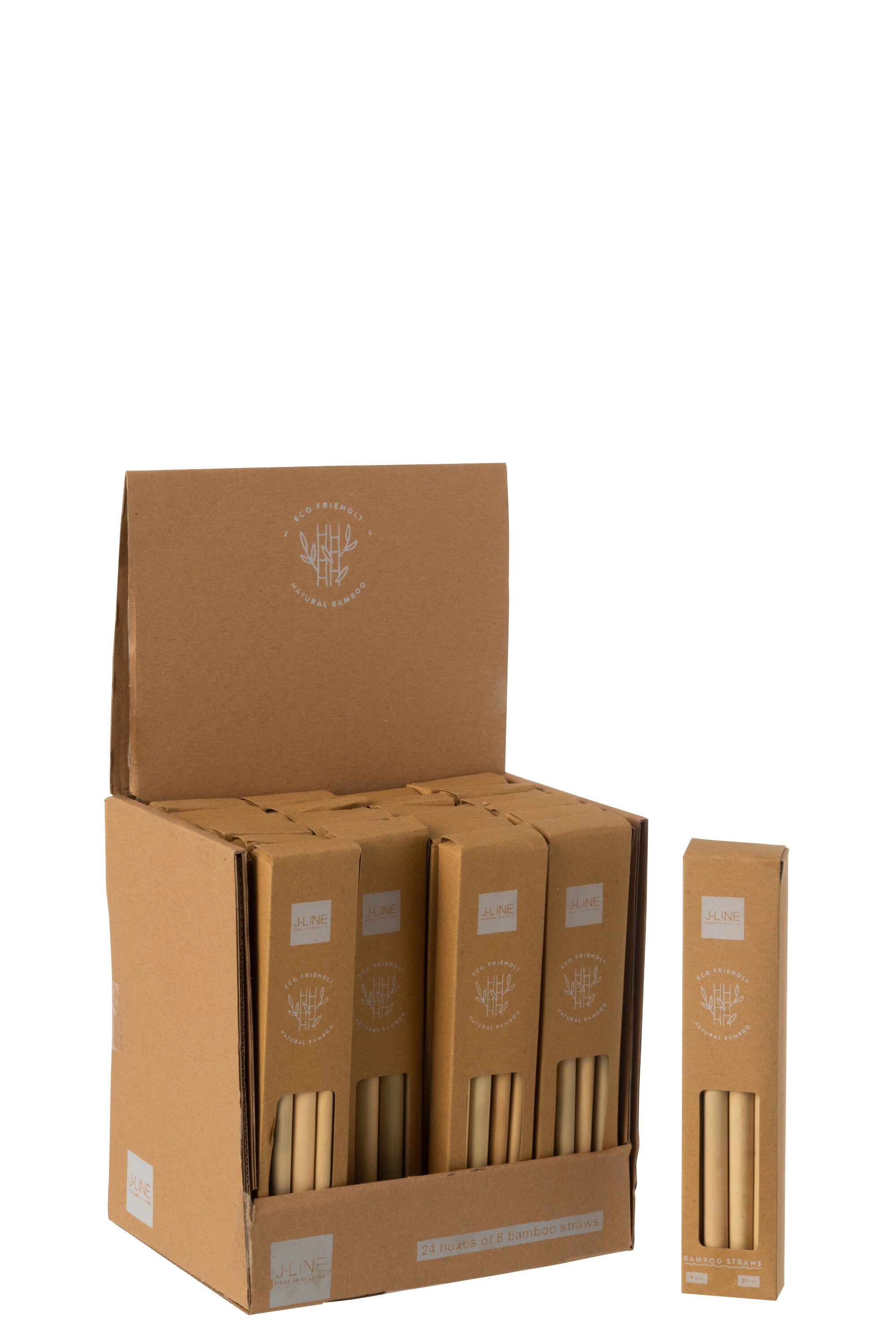 J-Line rietje - bamboe - naturel - 4 dozen van 8 stuks