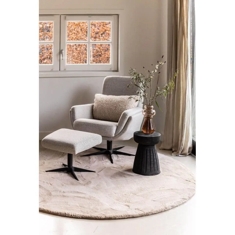 Interieur05 rond vloerkleed Lux beige/taupe - 120 x 120 cm