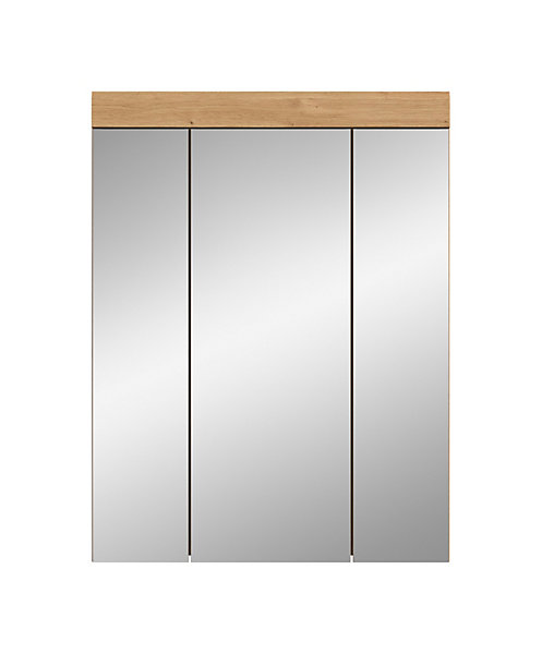 Eteka- Armoire de toilette (L/H/P : 60x79x18 cm) en imitation blanc et imitation sauge profonde