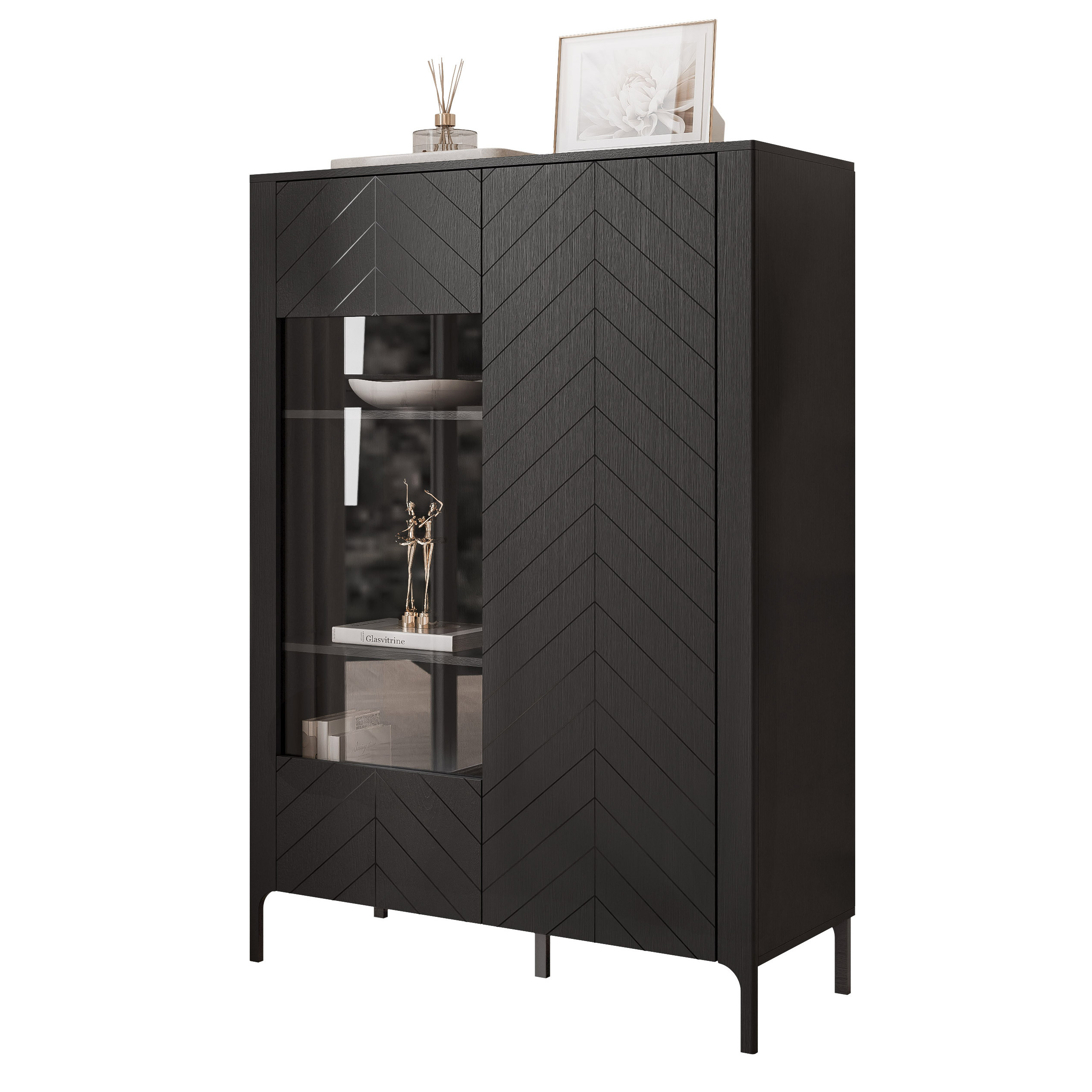 Witryna dwudrzwiowa szeroka LORIEN 103 cm czarny