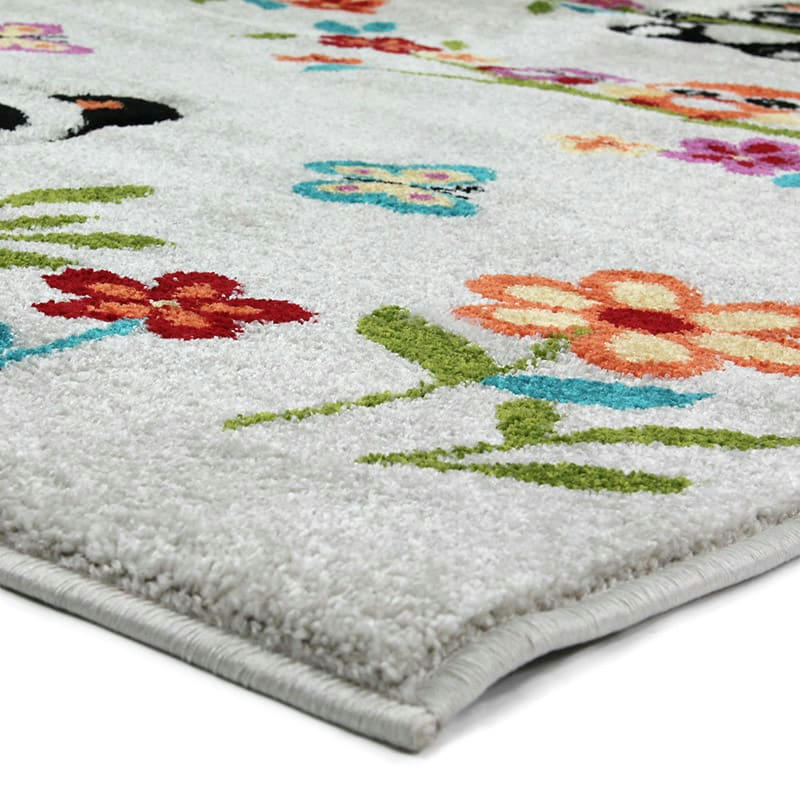 FUJI - Tapis toucher laineux imprimé petits pandas blanc 100x150