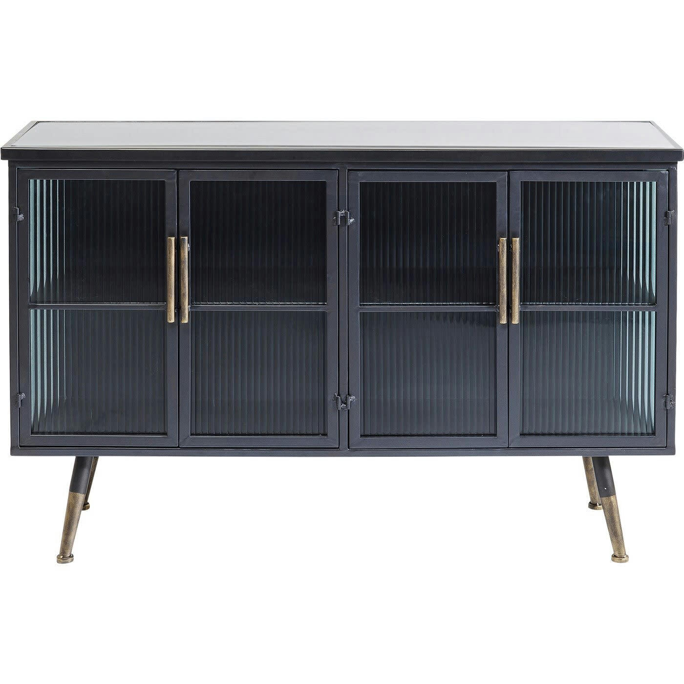 LA GOMERA - Buffet industriel 4 portes en acier et verre