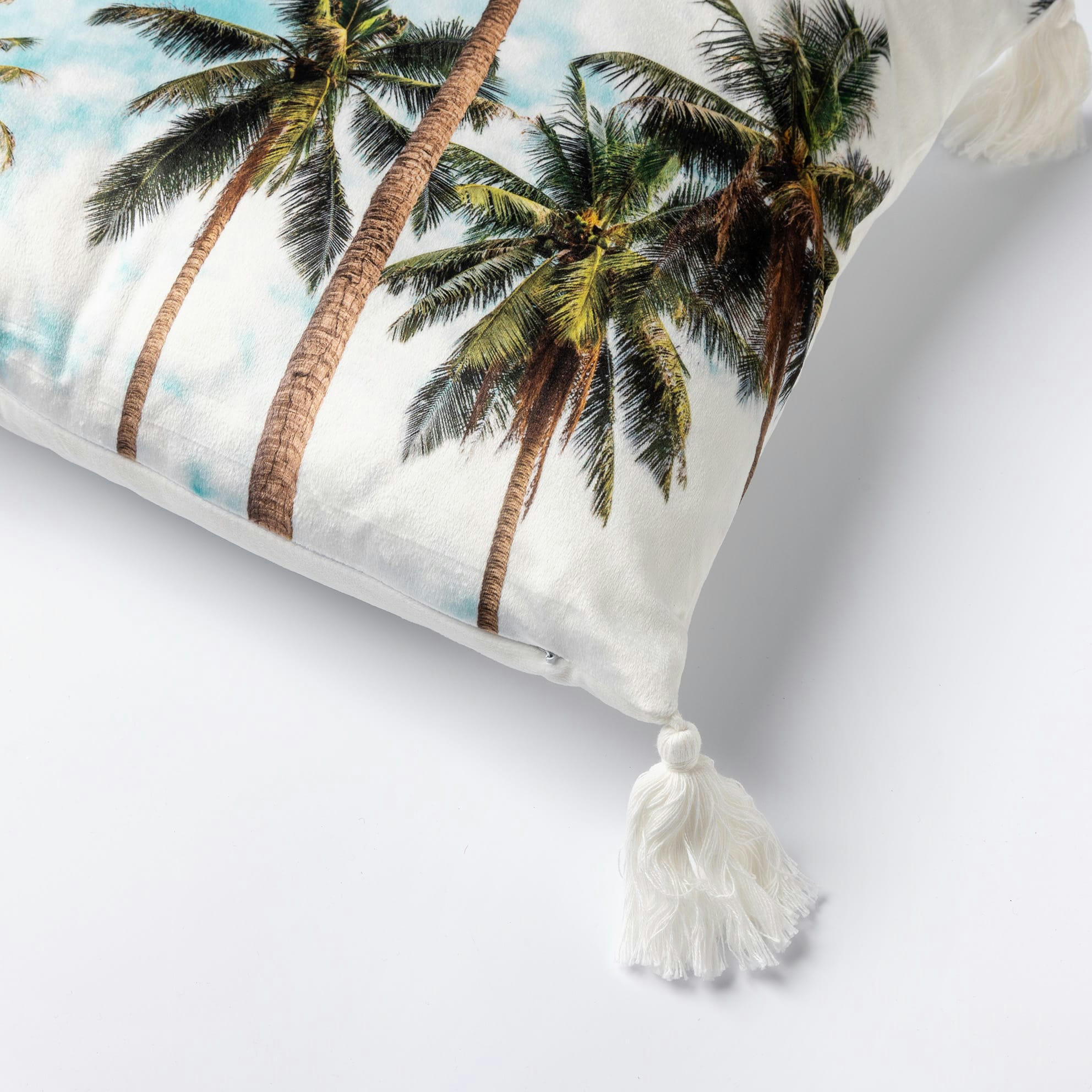 BAHAMAS - Coussin - blanc en velours 45x45 cm avec motif fleuri