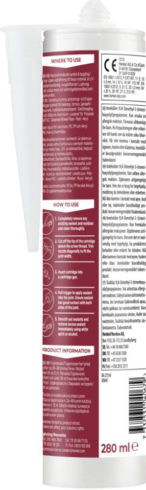 VÅTROMSSILIKON PATTEX 280ML HVIT