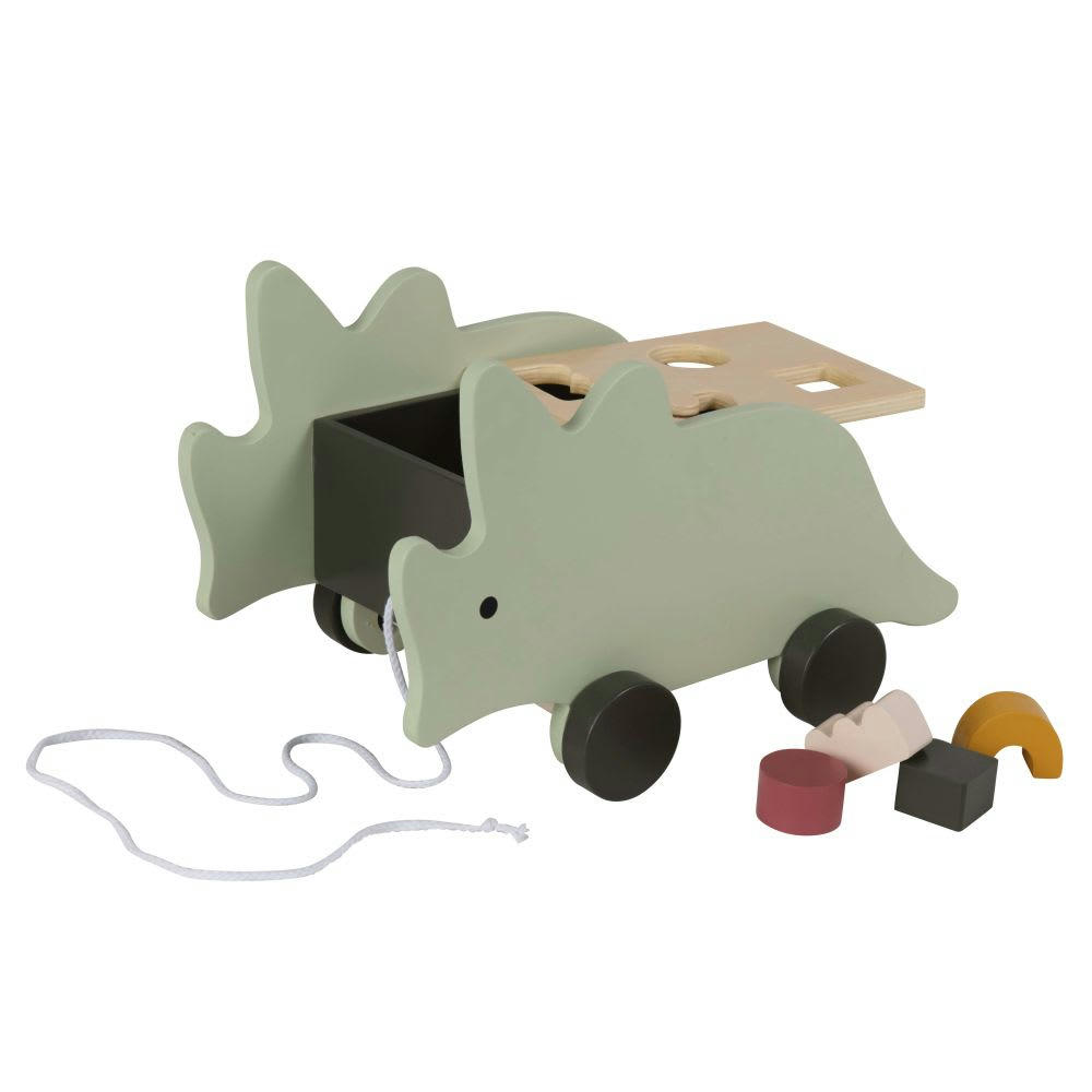 YUMA - Jouet dinosaure d'éveil à tirer vert artichaut