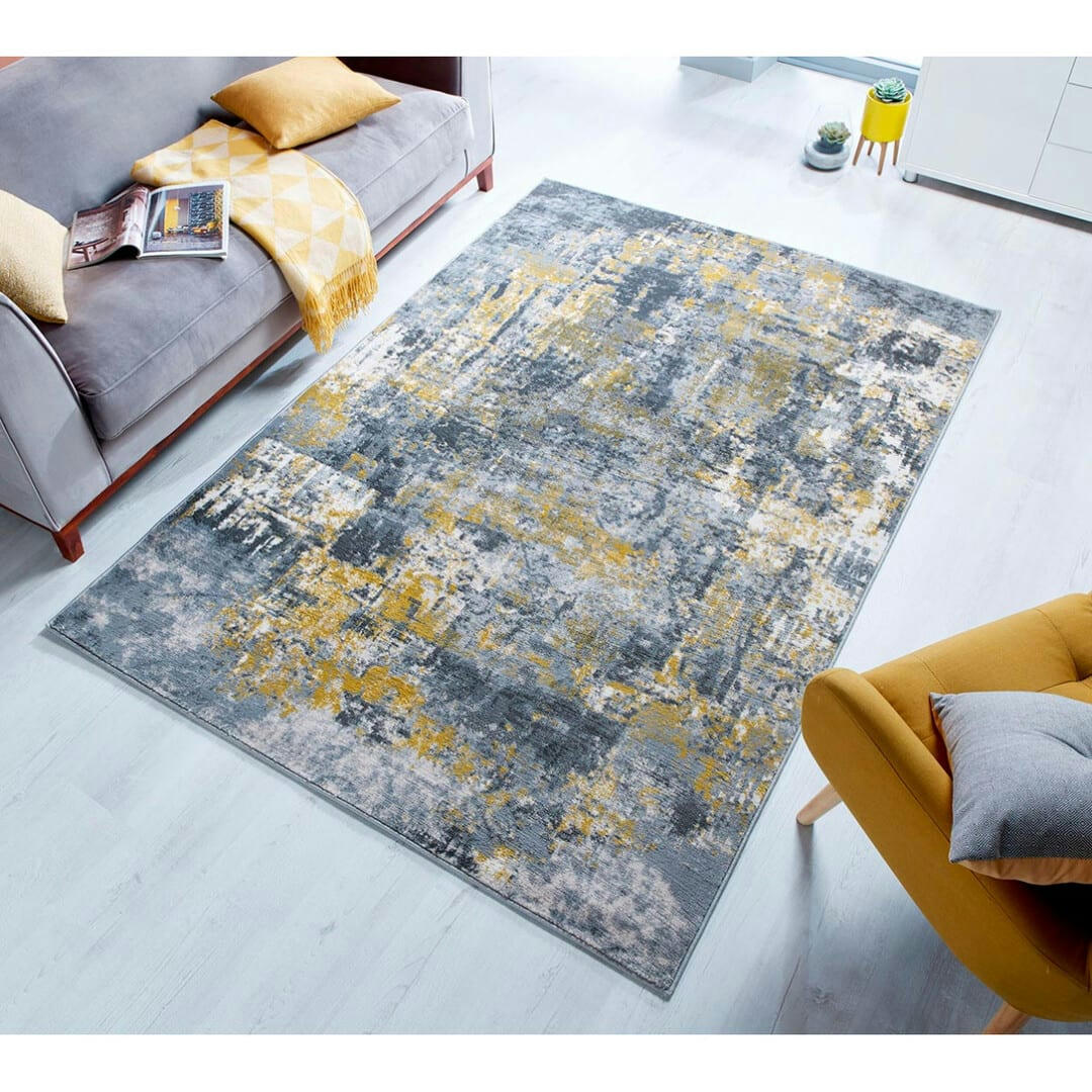 WONDERLUST - Tapis rayé design en polypropylène jaune 120x170