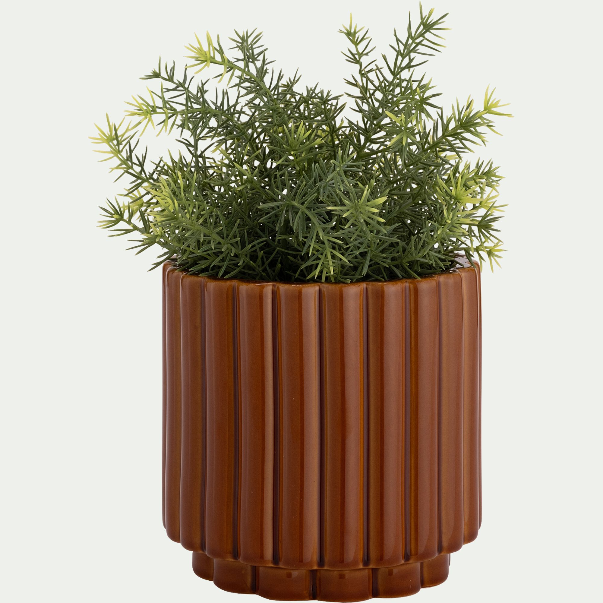 AURELE - Cache-pot en grès D14,7cm - marron