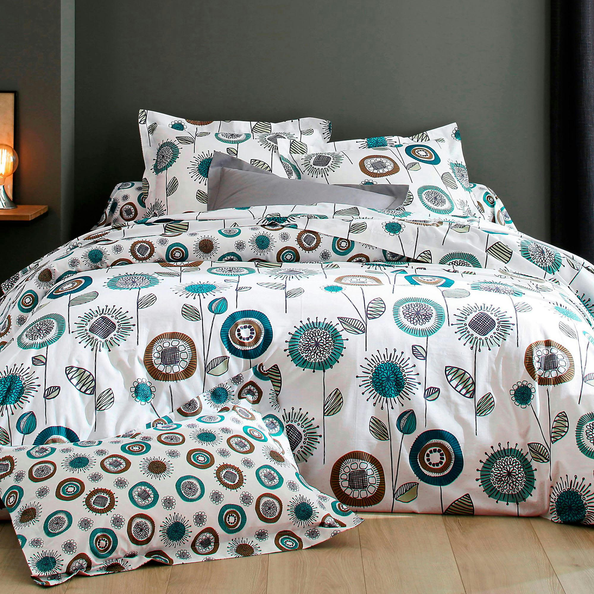 FIFTY - Housse de couette 200x200 bleu en coton