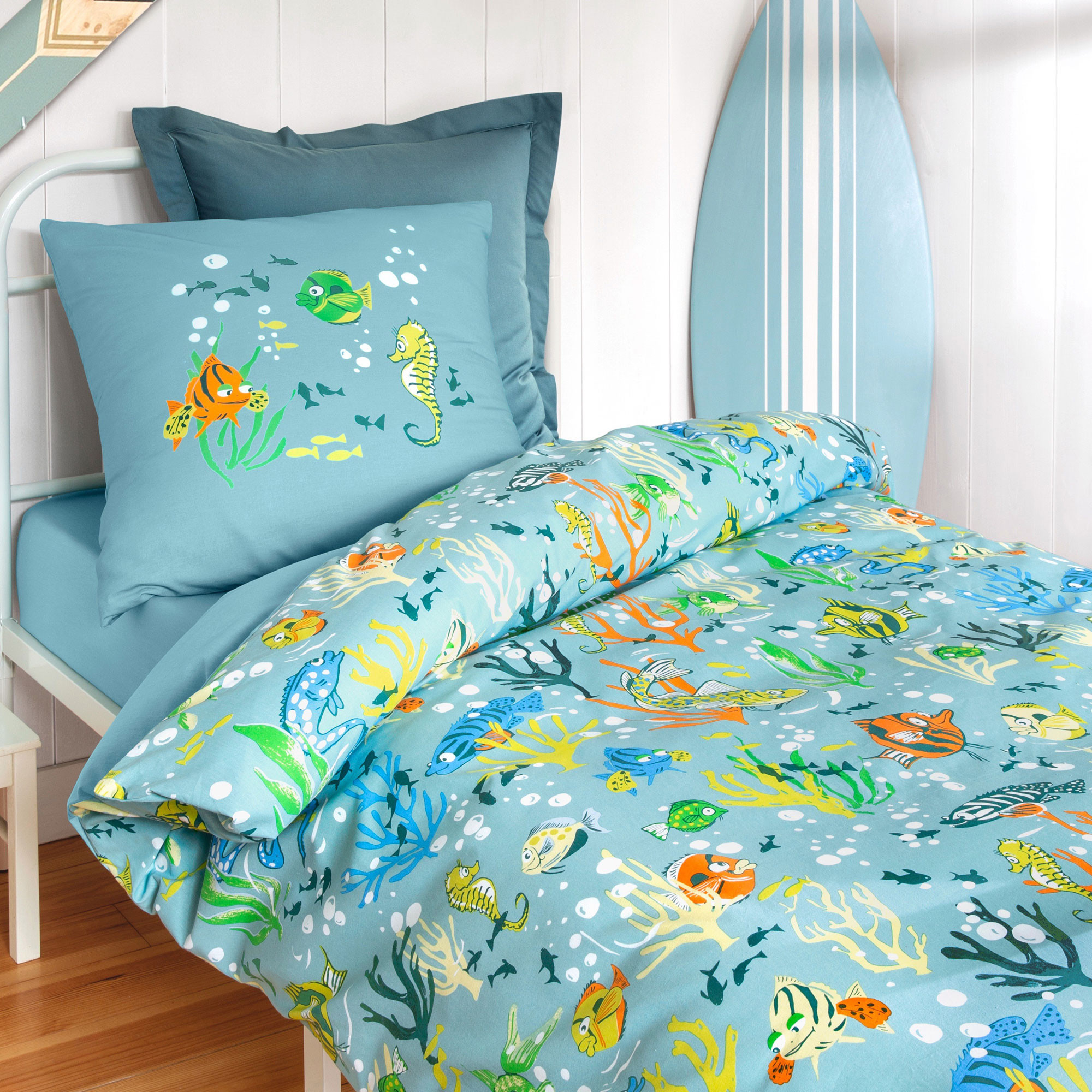 Pack housse de couette   taie d'oreillerLa récré sous-marine
