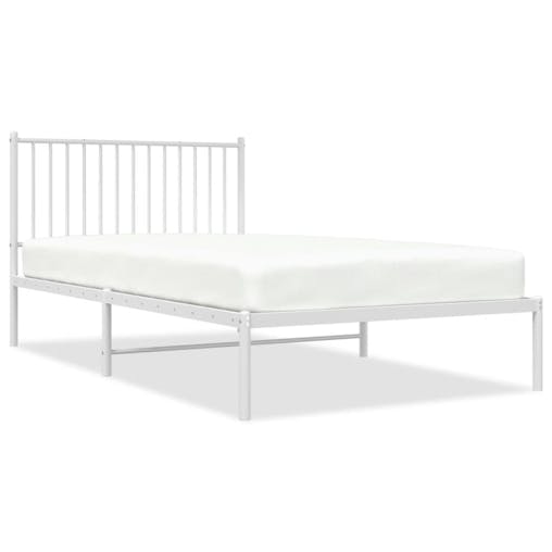 NNEVL Metal Bed Frame with Headboard White 107x203 cm