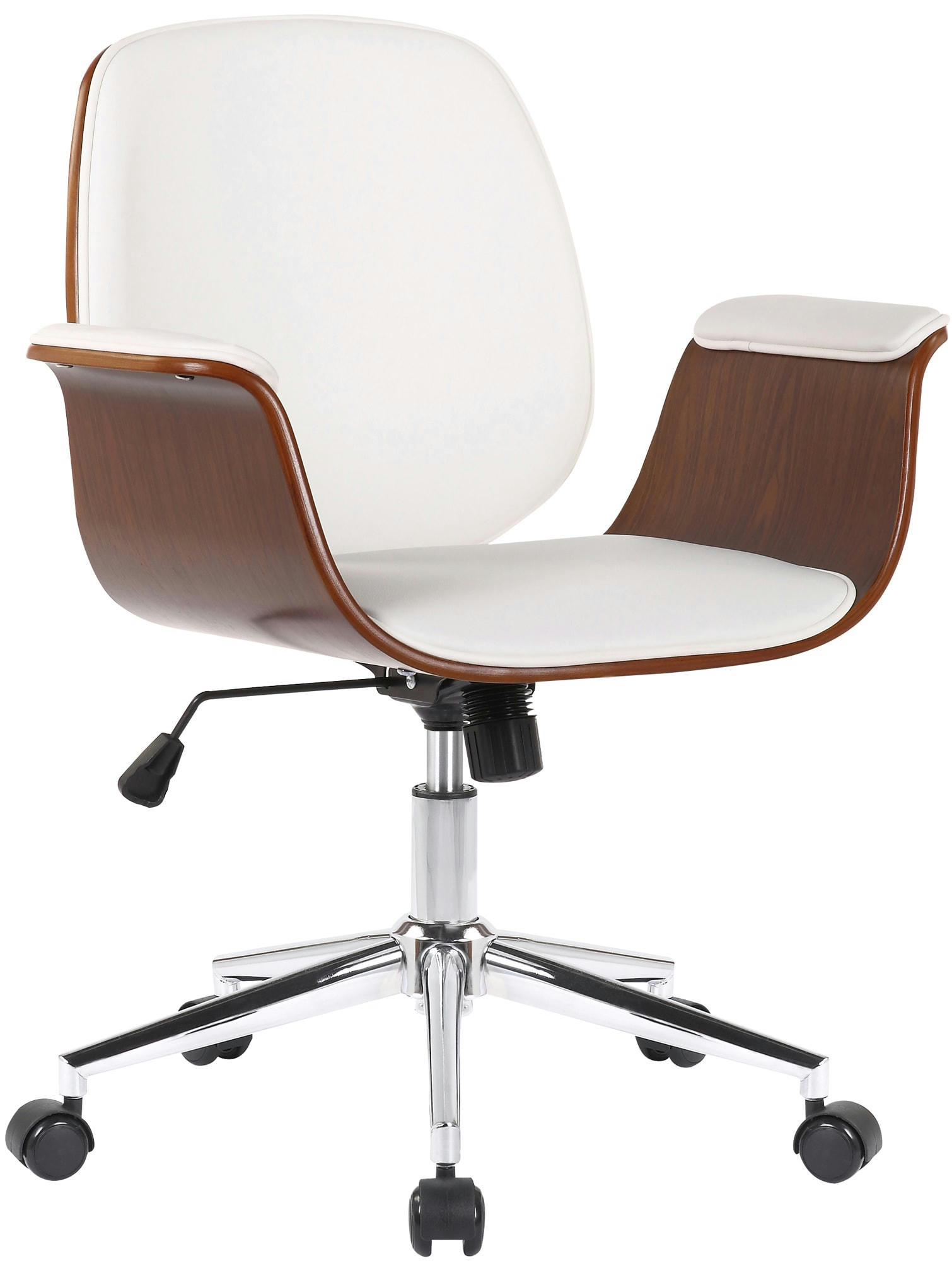 KEMBERG - Chaise de bureau réglable en bois Noyer / Blanc