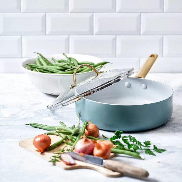 GreenPan Patelnia Padova 28cm 3,6l z pokrywką sky blue
