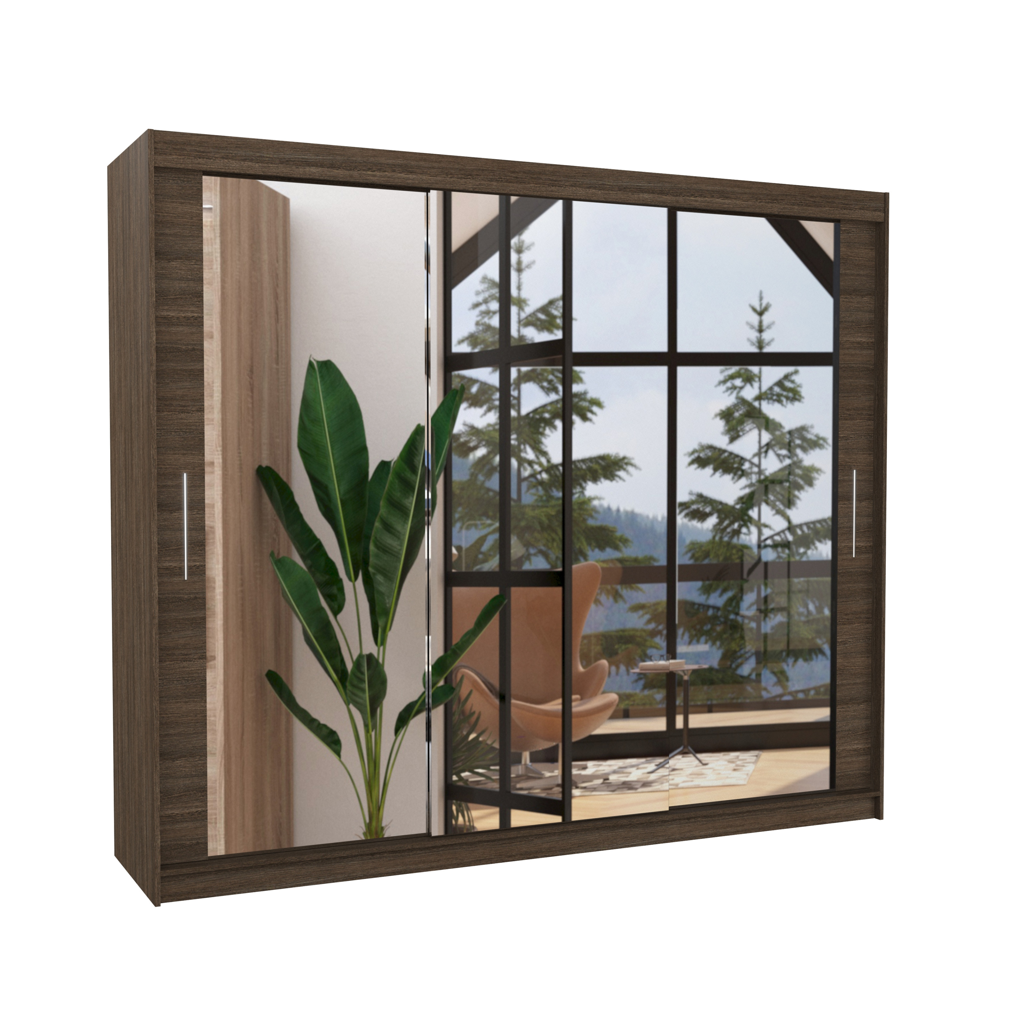 Szafa przesuwna z lustrem CHESTER 250 Choco