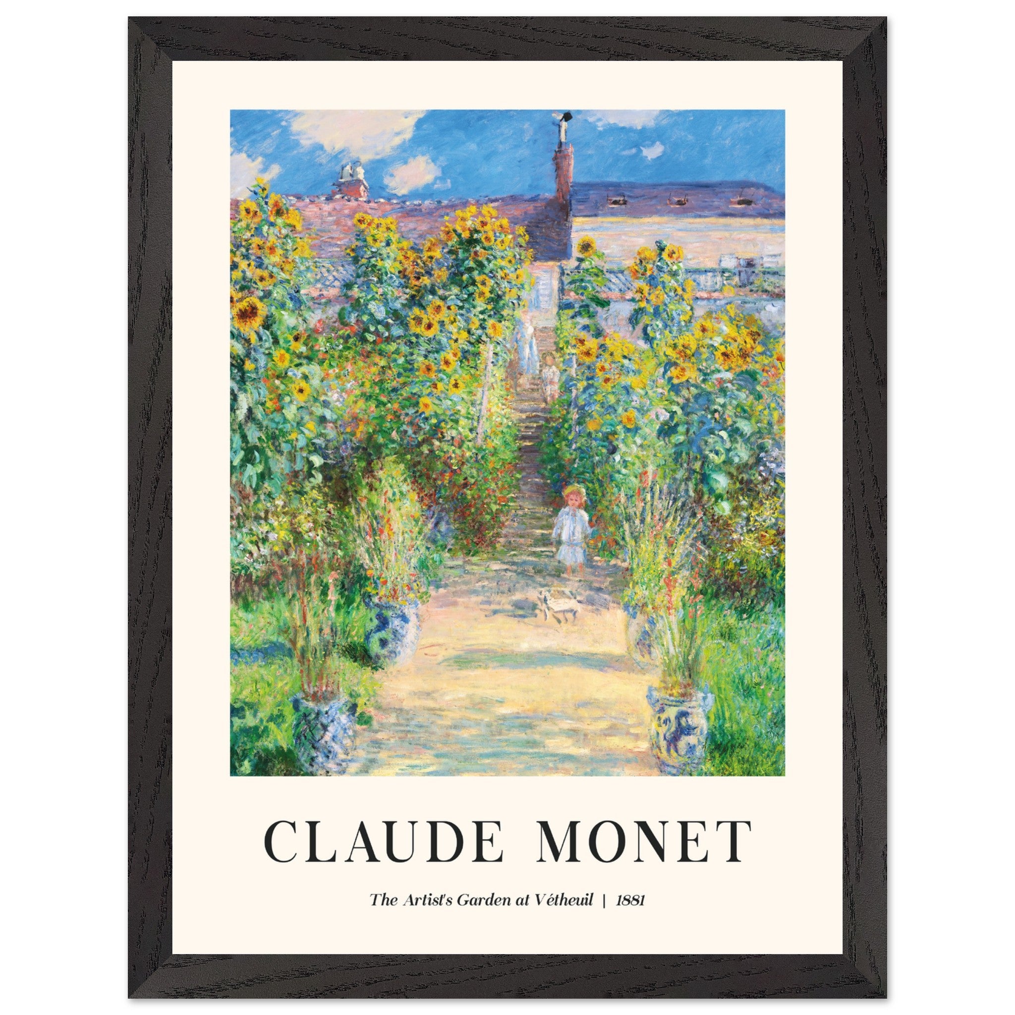 Artfulprints Poster met Lijst Claude Monet - The artist's garden at Vétheuil  - 30x40 cm - Groen