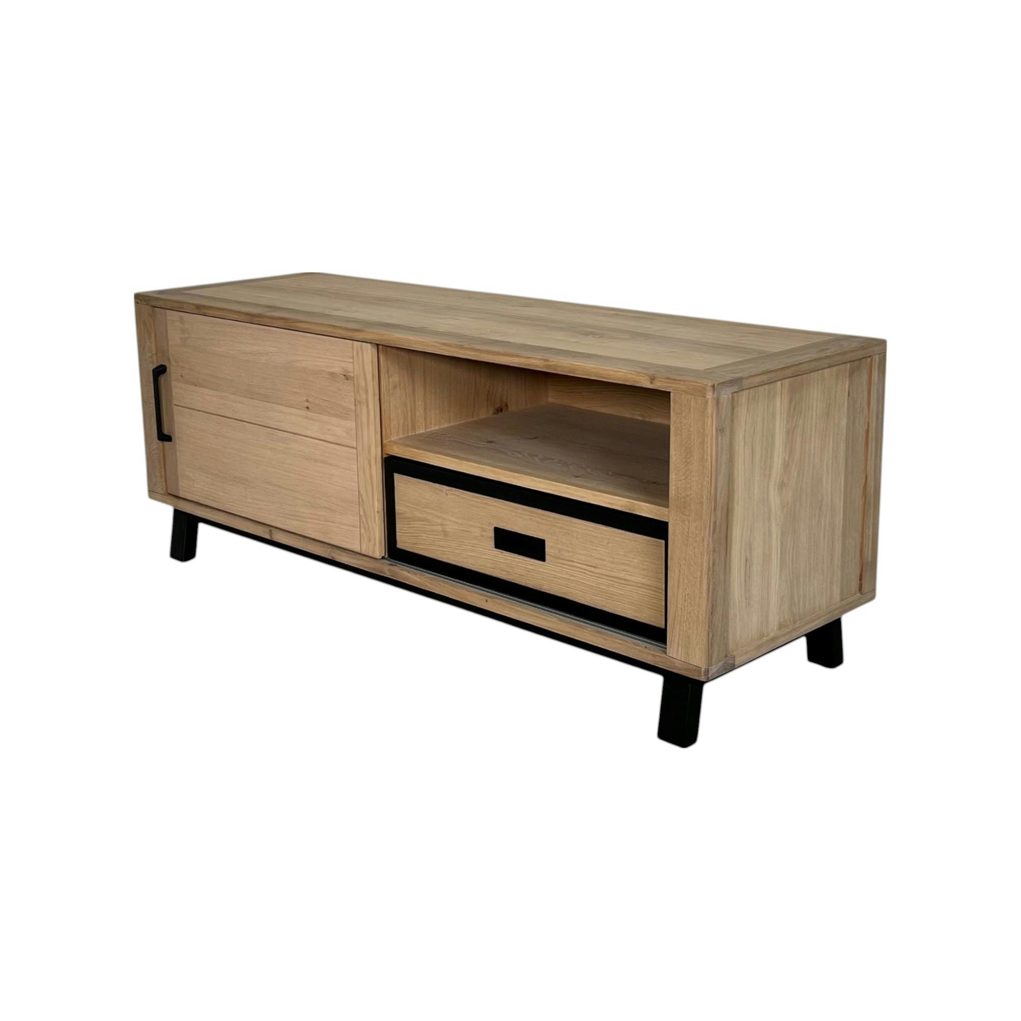 Meuble TV moderne avec rangement - bois clair chêne GRADO