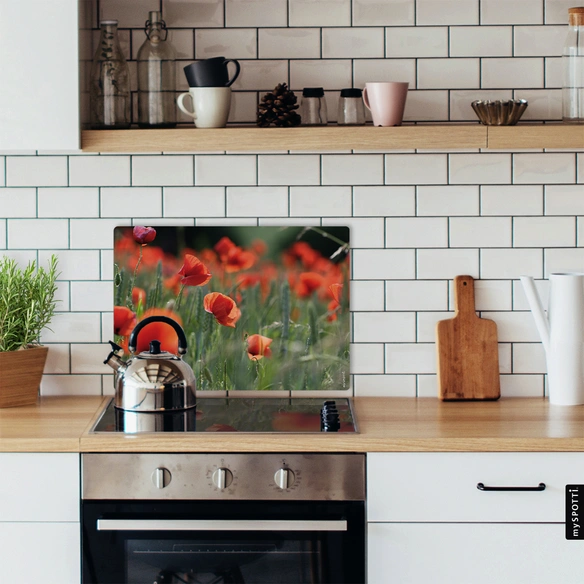 Mini-Spritzschutz »Mohn«, Aluverbund, Mohnfeld