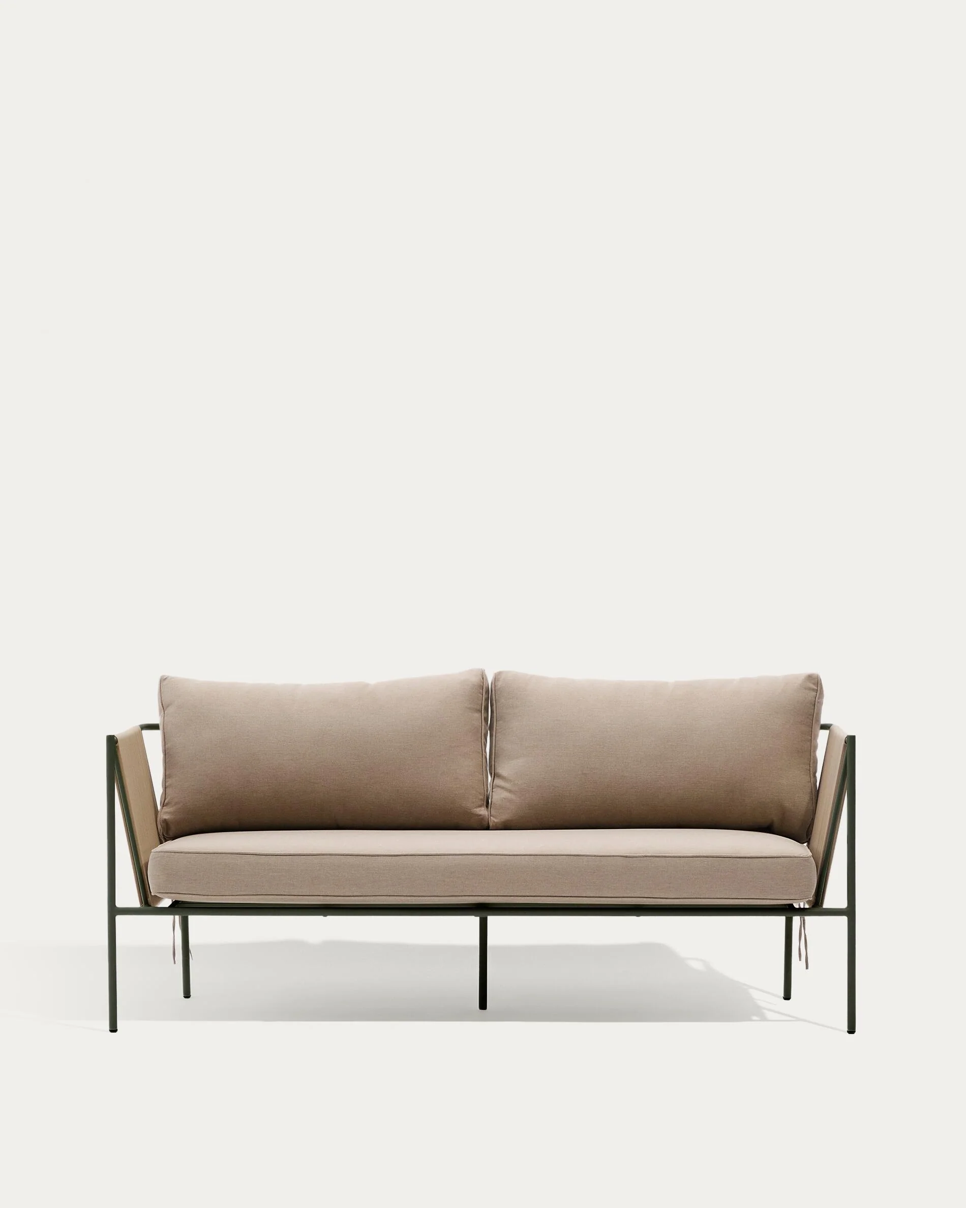 Zivia outdoor 2-seater sofa in ecru rope cord and green galvanised steel 178cm