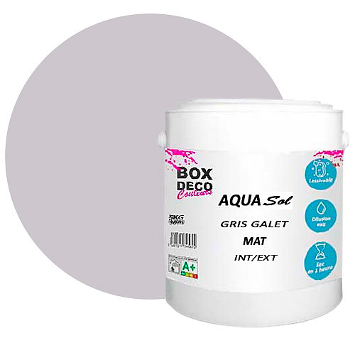 Gris Galet Peinture Sol exterieur/interieur acrylique haute resistance aspect mat Aqua Sol Gris galet - 5Kg