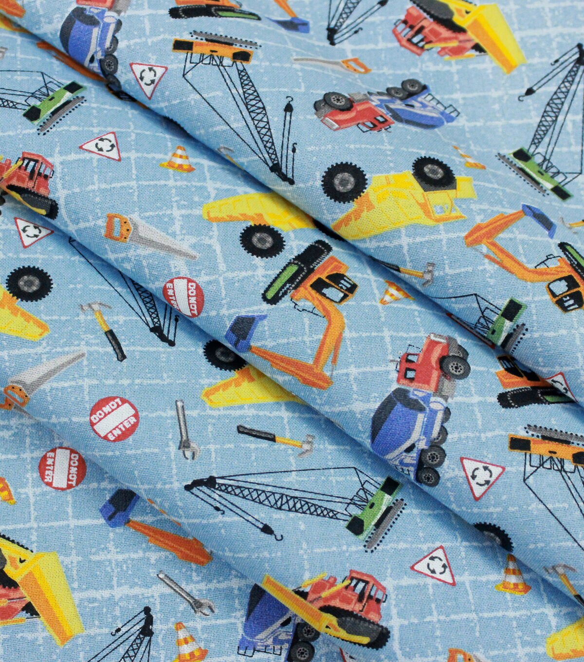 Transportation On Blue Novelty Cotton Fabric