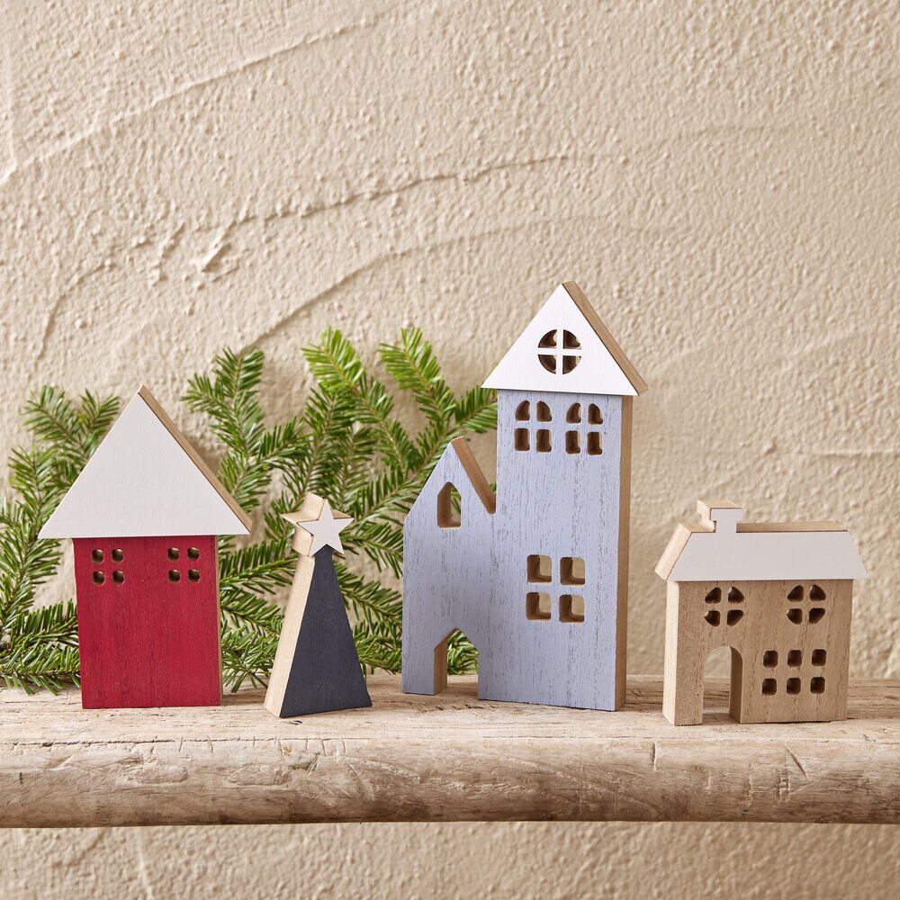 Maisonnette chalet village de no&euml;l en bois 4 pièces