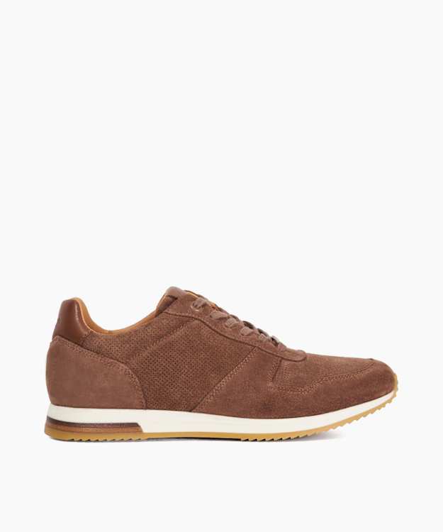 Trilogy Taupe - Wide Fit Suede Lace Up Trainers