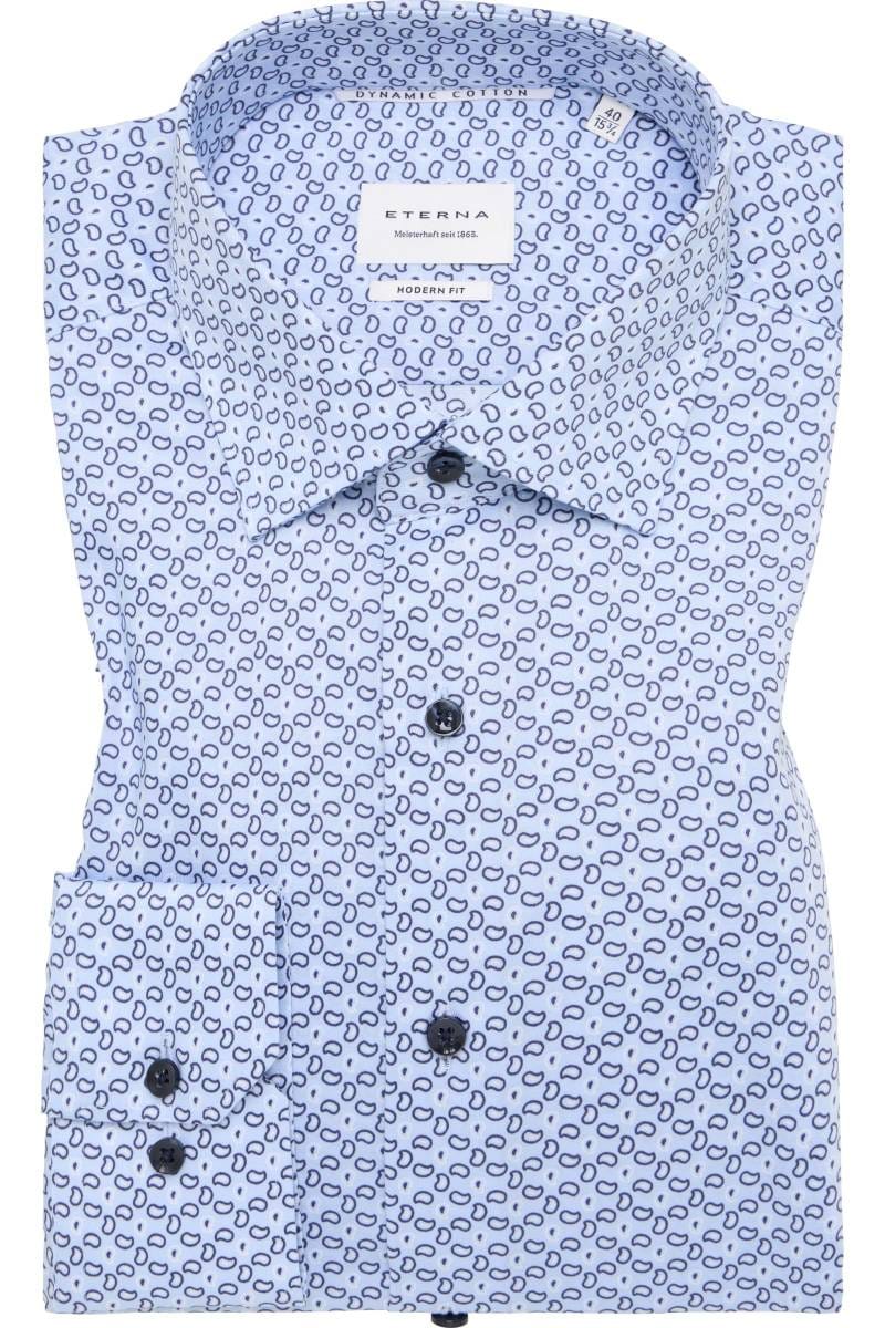 ETERNA Modern Fit Hemd blau, Bedruckt