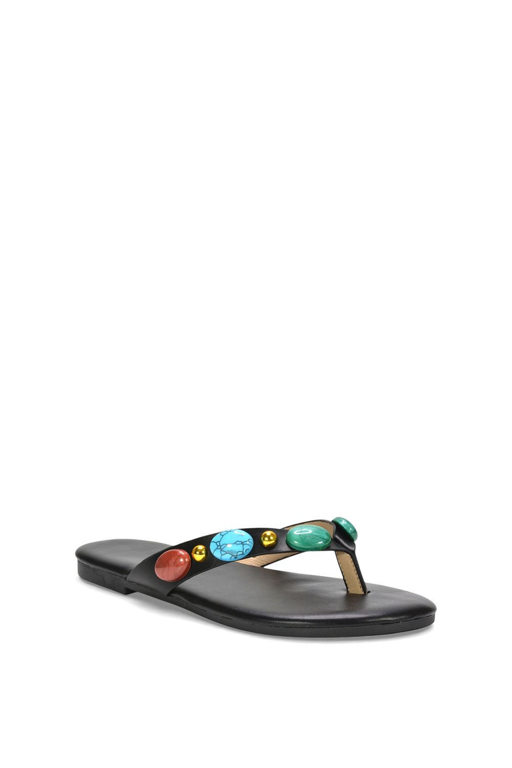 XY London Eulalie' Embellished Jewel Stone Flip Flop Sandals With Toe Post