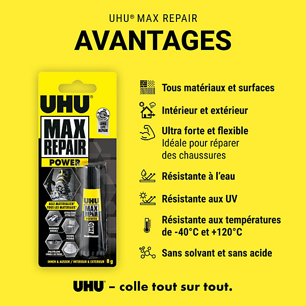 Colle Max Repair 8 grammes UHU Transparent