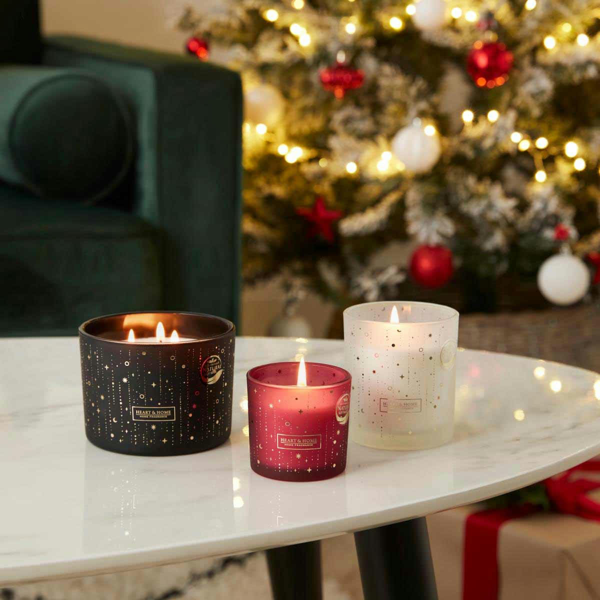 - Bougie ellipse 3 mèches Heart and Home Nuit étoilée