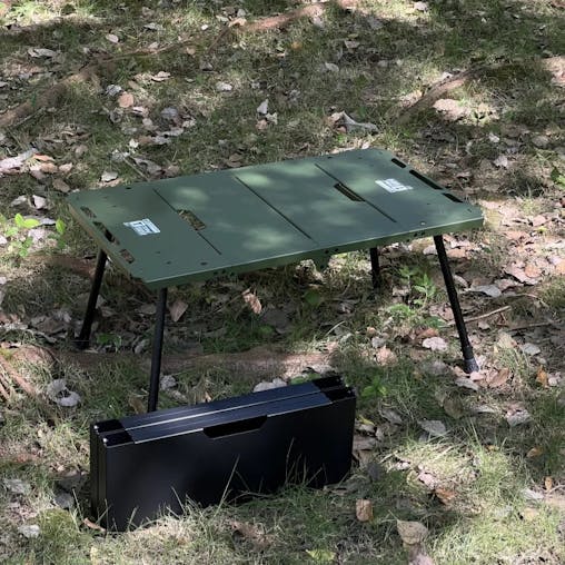 NNEOBA Lightweight Folding Camping Table with Side Furnace Rack Green