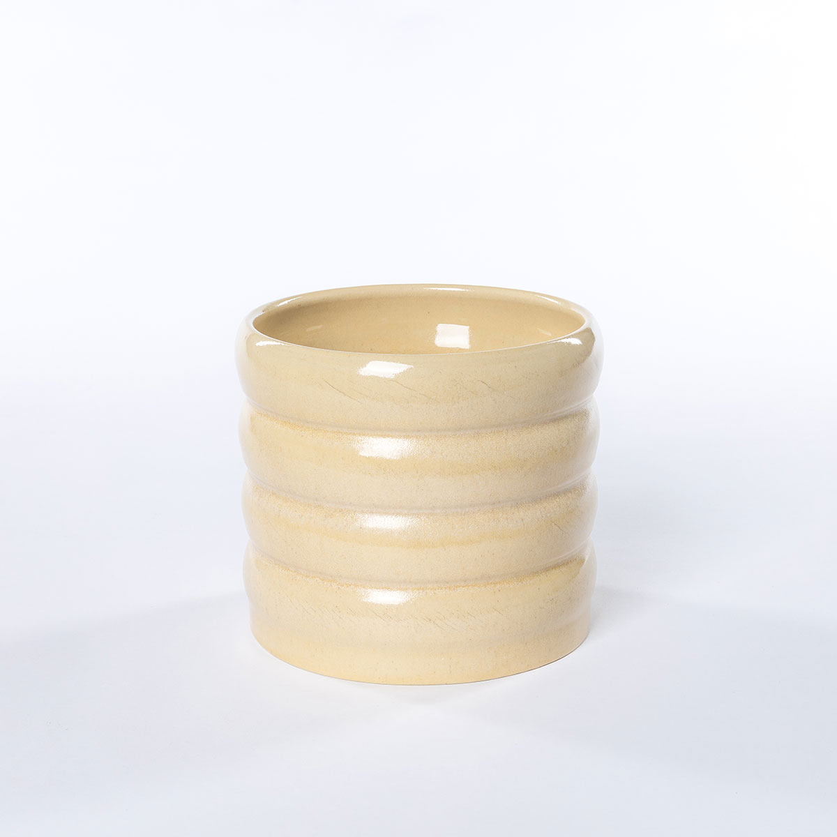 Vaso de cerâmica ondulado bege 16cm