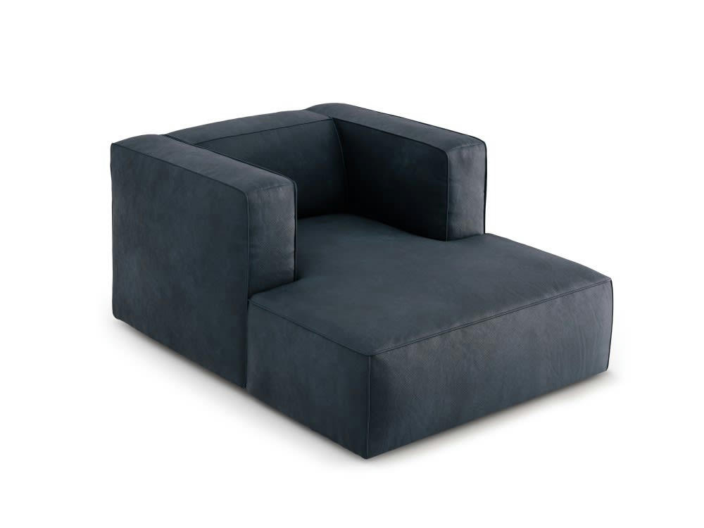 MUSE - Méridienne 1 place en cuir bleu