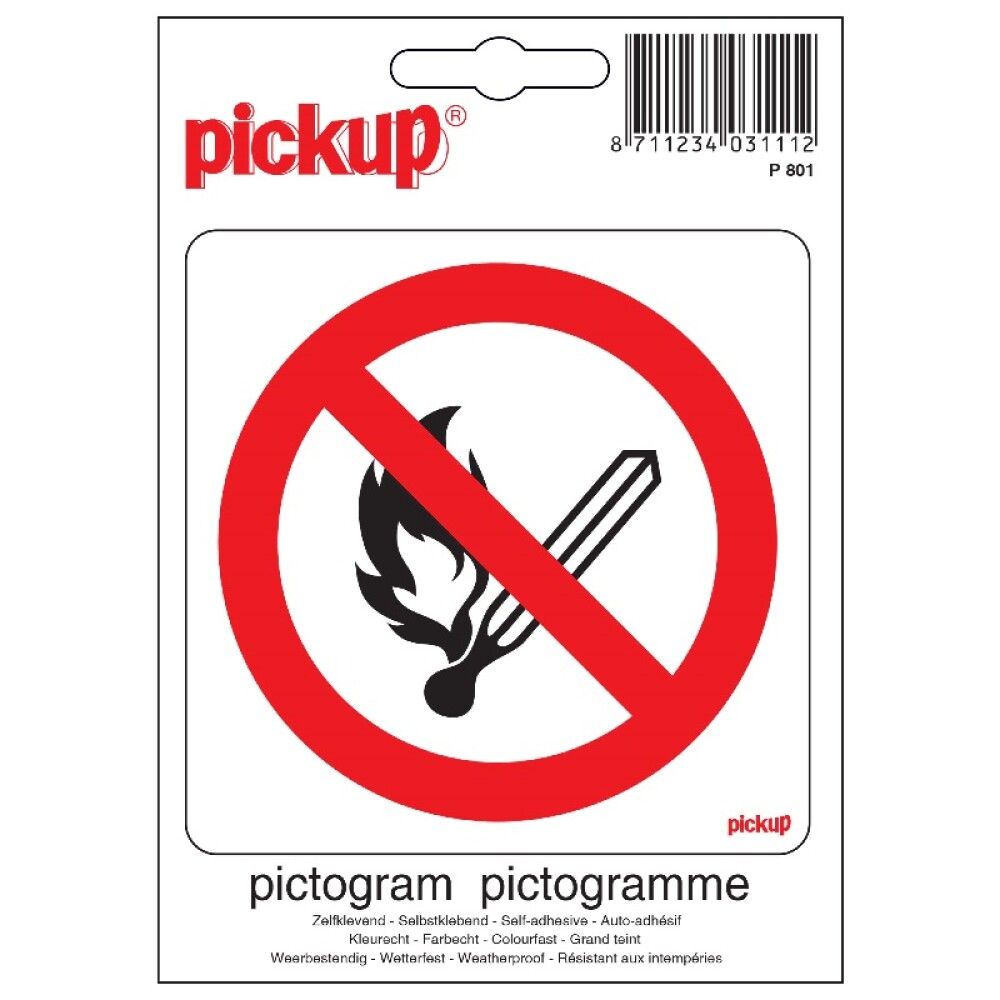 SKILT PICKUP ÅPEN ILD FORBUDT 10X10CM